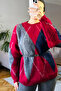 Rhinestone Patterned Burgundy Sweater - 3