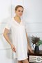 Fashion Line Women's Combed Cotton Short Sleeve Buttoned Ecru Tunic Nightgown 13107 - 5