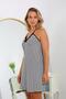Women's Cotton Rope Strap Patterned Large Size Nightdress 999 White - 3