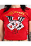 Ed Hardy Rhinestone Aces Red T-Shirt Baby Tee