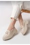 Beige Color Thick Sole Daily Women's Loafer Shoes - 2
