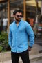 Men's 100% Cotton Linen Look Long Sleeve Summer Shirt
