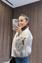 Velvet Double Collar Stone Bomber Jacket - 3
