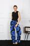 Fashion Line Women's Wide Leg Combed Cotton Cobalt blue Top and Bottom Set 5502 - 2