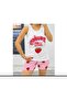 Strap Pajama Set with Shorts Strawberry Printed