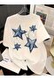 Casual Sun, Moon & Star Graphic Tee for Women - Short Sleeve, Round Neck,