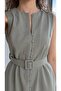 Buttoned Linen Dress - 3
