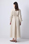 Metal Brooch Dress with Shirred Sleeves - 5