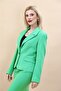 Plus Size - Collared Single Button Jacket-Smog - 2