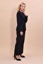 Oval Collar Side Cup Classic Jacket & Long Straight Tight Skirt-Black - 3