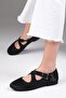 Lurdes Black Color Cross Banded Women's Ballerinas - 5