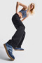 Women's Black Color Cindy Skater Fit Loose Fit Denim Pants - 3