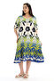 Women's Viscose Half Sleeve O Neck Pocket Ruffle Dress Yellow - 3