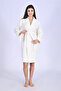 Shawl Collar Chain Pique Bamboo Cotton Dressing Gown - 3