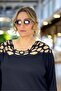 Lace up Shoulder Detail Long Sleeve Large Size Crew Neck Bluz - 6