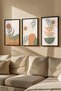 3 Piece Real Wood Colored Framed Painting Set - Model 21