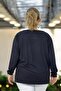 Lace up Shoulder Detail Long Sleeve Large Size Crew Neck Bluz - 5