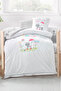 Baby 4-Piece Sleeping Set 100% Cotton 100X135Cm Gray Spring Rain -Duvet Cover Set- 70X140 Fitted Sheet
