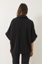 Women's Black Bat Cut Short Sleeve Oversize Shirt with Mobile Accessories 4641 60283108 - 8