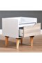 Aurora Night Stand Multifunctional Bedside Table-White / Natural Oak L35xW40xH44cm - 3