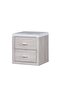 Tisley 2 Drawer Night Stand Multifunctional Bedside Table-Light Oak/White Faux Marble L40xW48xH50cm - 3
