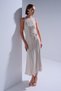 Belted Beige Midi Dress with Hair Braid Detail