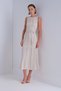 Belted Beige Midi Dress with Hair Braid Detail - 2
