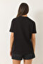 Women's Black Short Sleeve Cotton T-Shirt with Accessories 60602041 - 7