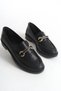 Women's Loafer Belt Buckle Black Casual Shoes