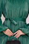 Balloon Sleeve Stone Şimal Evening Dress-Emerald Green - 4
