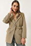Women's Mink Belt Detailed Lined Blazer Jacket 8132 60283134