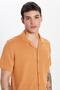 Men's Slim Fit Slim Fit Short Sleeve Knitted Texture Apache Collar Orange Shirt - 2