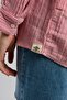 Alma Women's 100% Cotton Woven Shirt Red-White Striped - 5