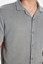 Men's Slim Fit Slim Fit Short Sleeve Knitted Texture Apache Collar Gray Shirt - 3