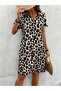 Women's Short Sleeve V-Neck Leopard Print Atlas Short Dress - 5