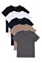 Unisex 5-pack black-white-navy-beige-grey slim fit crew neck t-shirt (100% cotton)