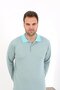 Fashion Stripe Men's Long Sleeve Combed Cotton Single Top Pajama T-Shirt 6871 Aquagreen