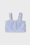 Girl's Shirt-Crop Two-Piece Set / Blue Striped - 3