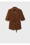 Linen Blended Belted Blazer Jacket - 3