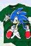 Printed T-Shirt Shorts and Sonic Mask Green Color Kids Set - 3