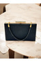 Black Stone Handle Color Non-Marking Glittery Satin Women's Evening Dress Bag - 2