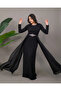 Long Chiffon Cape Stone Detailed Hijab Evening Dress Abu39842 - 3