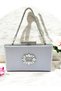 Silver Gray Stone Handle Color Non-Marking Glittery Satin Crystal Stone Women's Evening Dress Bag - 2