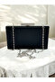 Black Stone Handle Color Non-Marking Glittery Satin Crystal Stone Women's Evening Dress Bag - 8