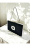 Black Stone Handle Color Non-Marking Glittery Satin Crystal Stone Women's Evening Dress Bag