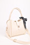 Women's Lock Detailed Three-Compartment Design Detachable Makeup Bag Cream Hand and Shoulder Bag Rio - 7