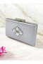Silver Gray Color Non-Marking Glittery Satin Crystal Stone Women's Evening Dress Bag