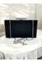 2026 Collection Crystal Stone Women's Evening Dress Bag – Striped Satin, Non-Hand-Printed with Handles |   Black - 8