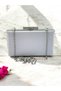 Silver Gray Color Non-Marking Glittery Satin Crystal Stone Women's Evening Dress Bag - 6
