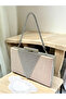Skin Nude Stone Handle Silvery Satin over Silver Crystal Stone Decorated Women's Evening Dress Bag